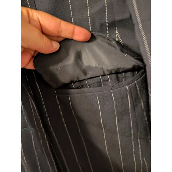 VINTAGE ESCADA MARGARETHA LEY 100% New Wool Pinstripe Double Breasted Long - Picture 8 of 10